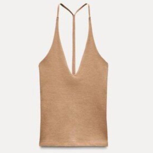 Zara Tan V-Neck Tank - Picture 1 of 3